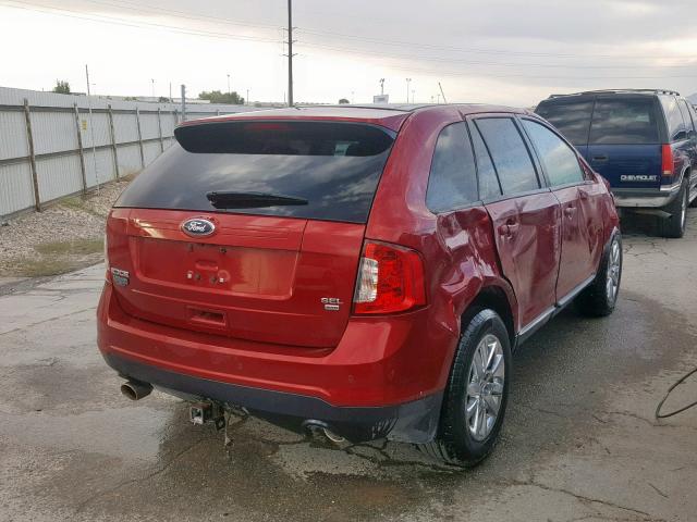 2FMDK4JC4DBA90586 - 2013 FORD EDGE SEL BURGUNDY photo 4