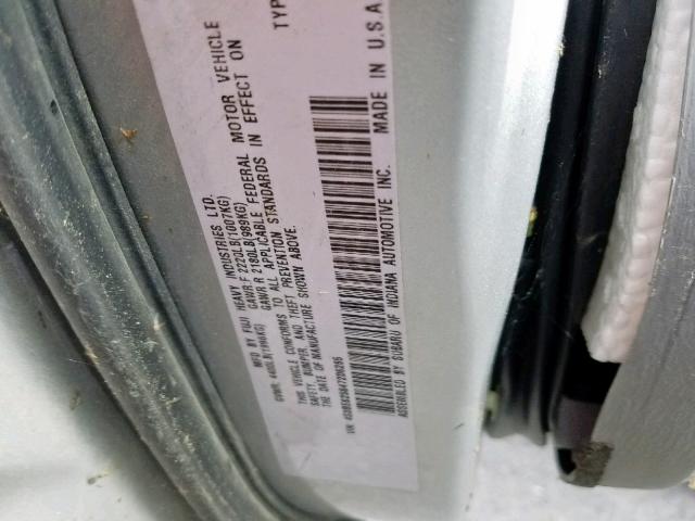 4S3BE625847206265 - 2004 SUBARU LEGACY L S SILVER photo 10