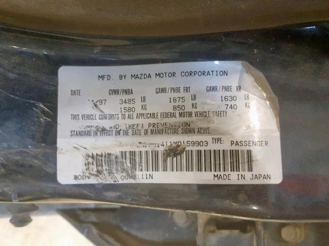 JM1BC1411V0159903 - 1997 MAZDA PROTEGE DX BLUE photo 10