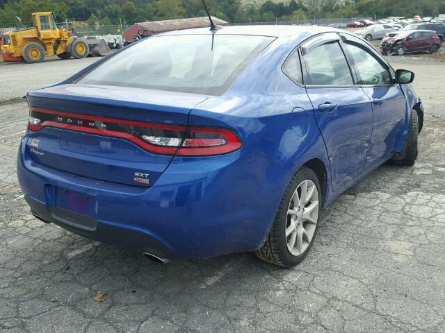 1C3CDFBH7DD708577 - 2013 DODGE DART SXT BLUE photo 4