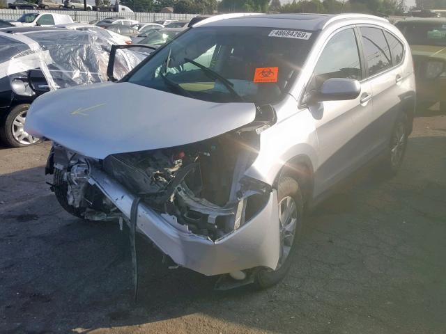 2HKRM3H72EH516725 - 2014 HONDA CR-V EXL SILVER photo 2