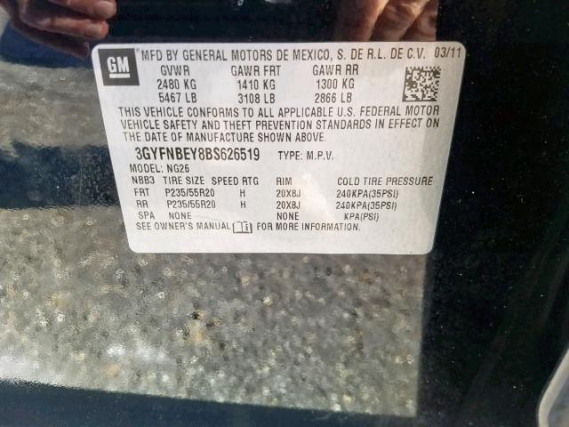 3GYFNBEY8BS626519 - 2011 CADILLAC SRX PERFOR 黑色 照片 10