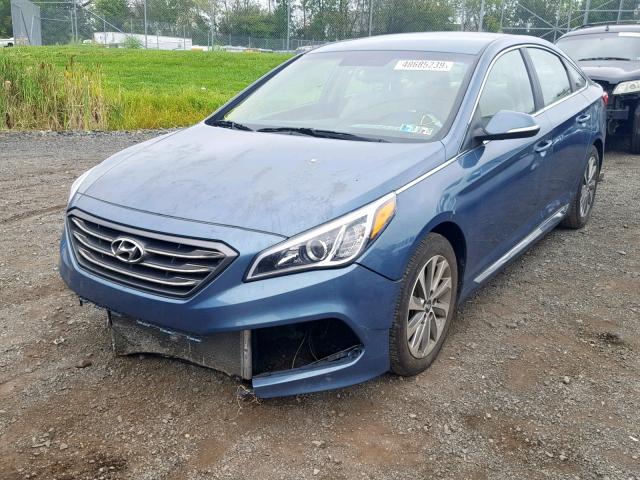 5NPE34AF3FH056937 - 2015 HYUNDAI SONATA SPO BLUE photo 2