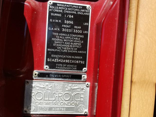 SCAZS42A9ECX08792 - 1984 ROLLS-ROYCE SILVER SPI Gümüş foto 10