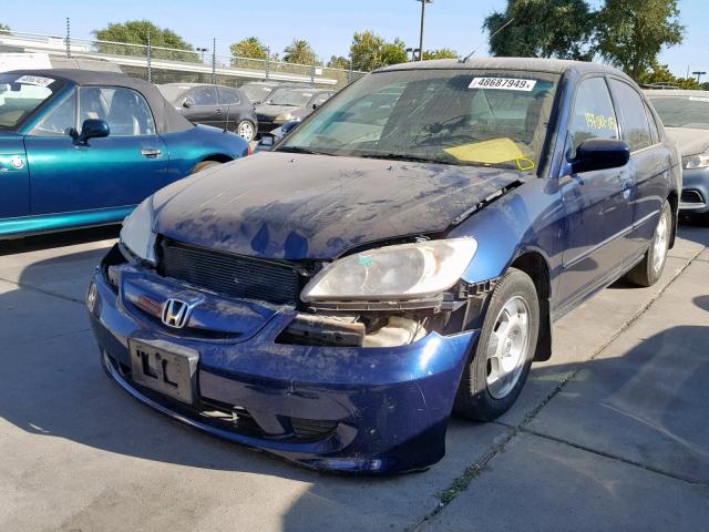 JHMES96605S000221 - 2005 HONDA CIVIC HYBR BLUE photo 2