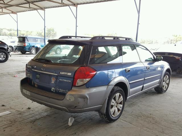 4S4BP60C697316763 - 2009 SUBARU OUTBACK BLUE photo 4