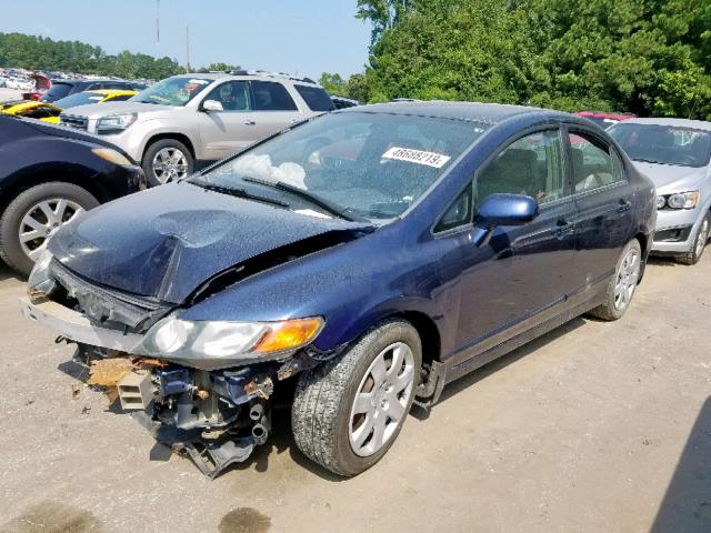 1HGFA16587L091142 - 2007 HONDA CIVIC LX BLUE photo 2