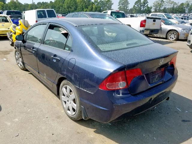 1HGFA16587L091142 - 2007 HONDA CIVIC LX BLUE photo 3