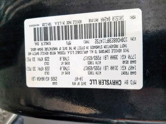 1D8HD68238F114732 - 2008 DODGE DURANGO AD BLACK photo 10