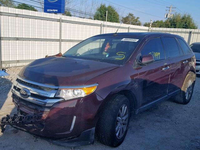 2FMDK3JC6BBA96106 - 2011 FORD EDGE SEL BURGUNDY photo 2