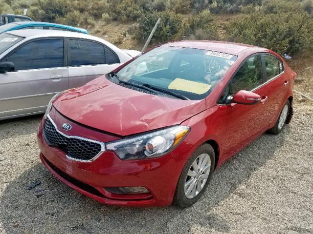 KNAFX4A84E5206589 - 2014 KIA FORTE EX RED photo 2