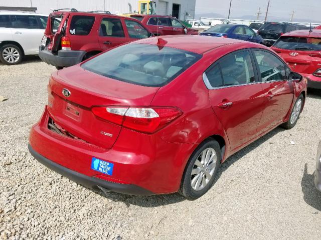 KNAFX4A84E5206589 - 2014 KIA FORTE EX RED photo 4