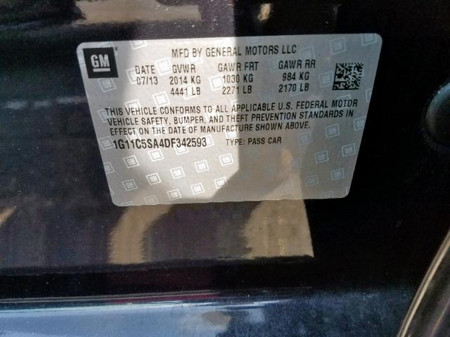 1G11C5SA4DF342593 - 2013 CHEVROLET MALIBU 1LT 黑色 照片 10