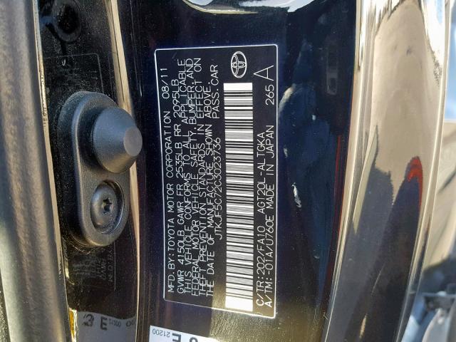 JTKJF5C72C3023736 - 2012 TOYOTA SCION TC შავი ფოტო 10