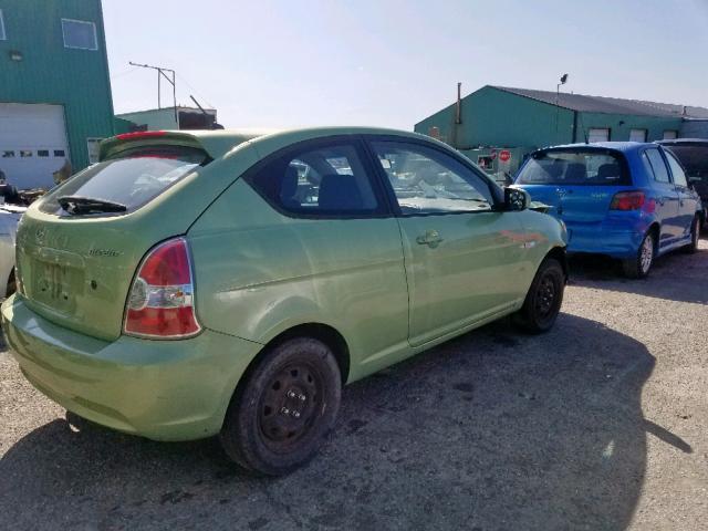 KMHCN3BC1AU186838 - 2010 HYUNDAI ACCENT SE GREEN photo 4