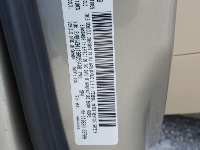 2V8HW34119R559408 - 2009 VOLKSWAGEN ROUTAN SE GOLD photo 10