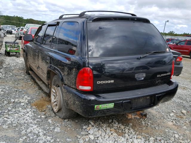 1B4HR48Z62F137296 - 2002 DODGE DURANGO SL BLACK photo 3