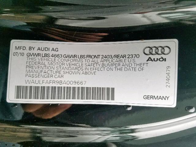 WAULFAFR9BA009667 - 2011 AUDI A5 PREMIUM BLACK photo 10