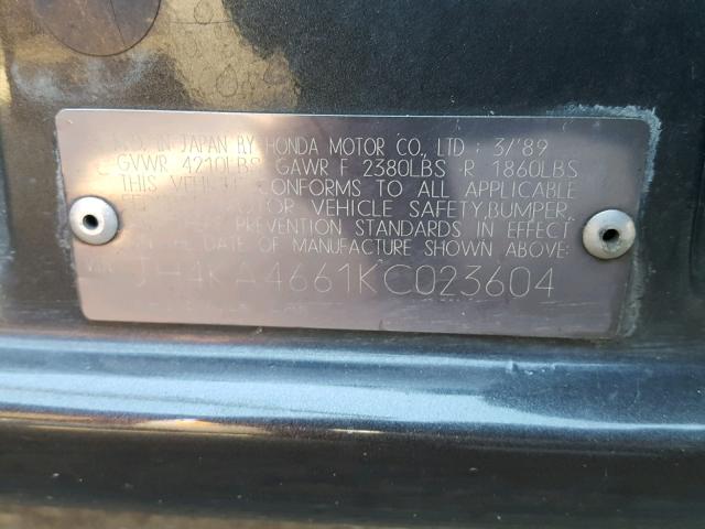 JH4KA4661KC023604 - 1989 ACURA LEGEND LL GRAY photo 10