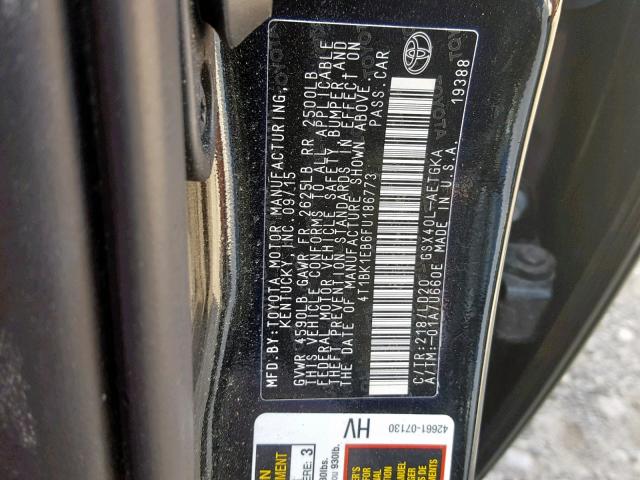 4T1BK1EB6FU186773 - 2015 TOYOTA AVALON XLE BLACK photo 10