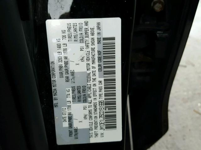 JM1DE1LZ6C0151996 - 2012 MAZDA MAZDA2 BLACK photo 10