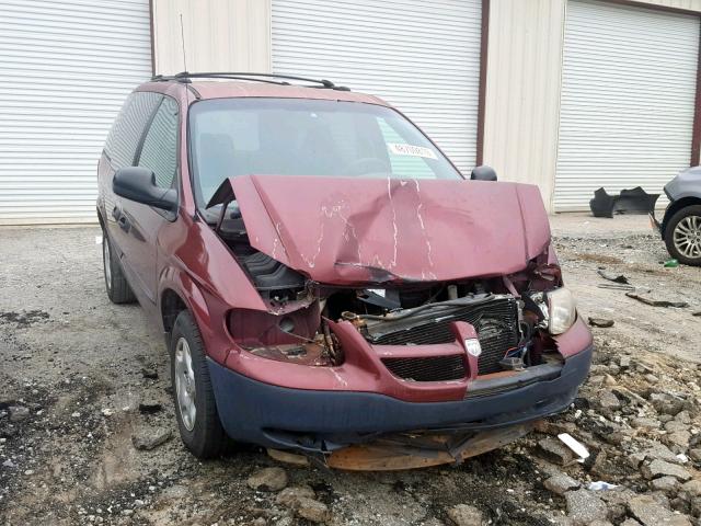 1B4GP253X2B602482 - 2002 DODGE CARAVAN SE BURGUNDY photo 1