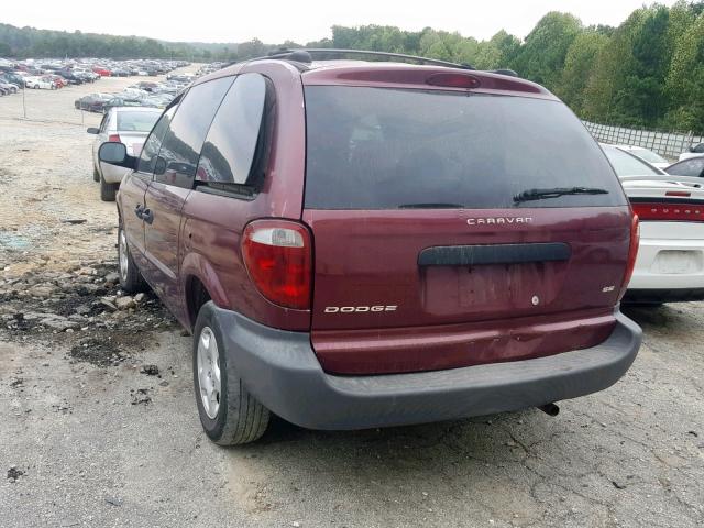 1B4GP253X2B602482 - 2002 DODGE CARAVAN SE BURGUNDY photo 3