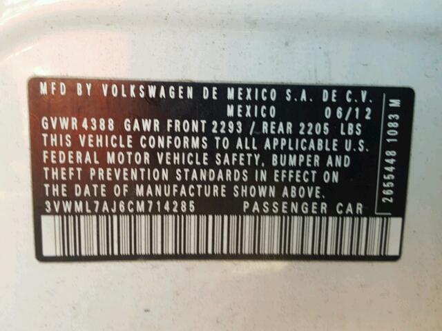 3VWML7AJ6CM714285 - 2012 VOLKSWAGEN JETTA TDI WHITE photo 10