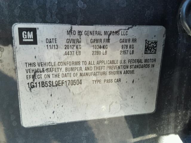 1G11B5SL9EF170504 - 2014 CHEVROLET MALIBU LS 灰色 照片 10