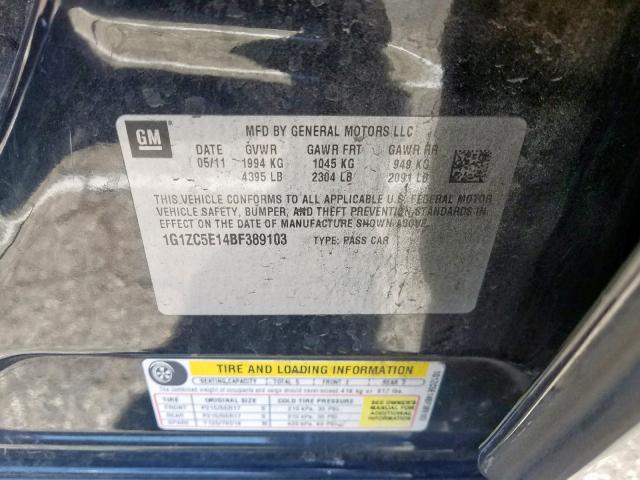 1G1ZC5E14BF389103 - 2011 CHEVROLET MALIBU 1LT 黑色 照片 10