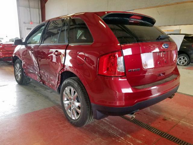 2FMDK4JC0DBB15919 - 2013 FORD EDGE SEL RED photo 3