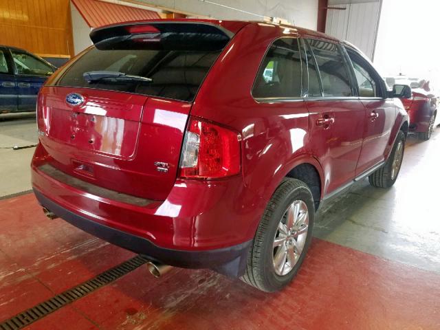 2FMDK4JC0DBB15919 - 2013 FORD EDGE SEL RED photo 4