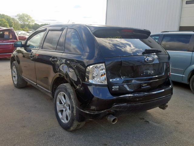 2FMDK4JC6DBA74325 - 2013 FORD EDGE SEL BLACK photo 3