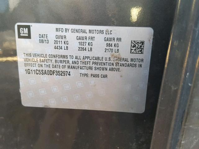 1G11C5SA0DF352974 - 2013 CHEVROLET MALIBU 1LT 灰色 照片 10