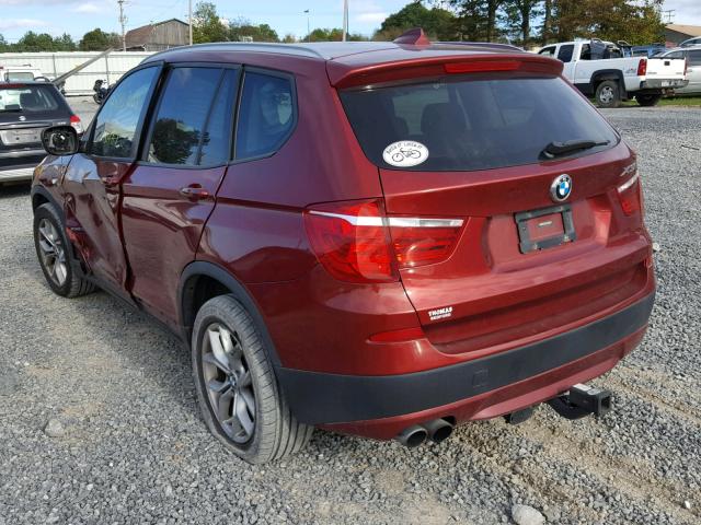 5UXWX7C51BL732840 - 2011 BMW X3 XDRIVE3 RED photo 3