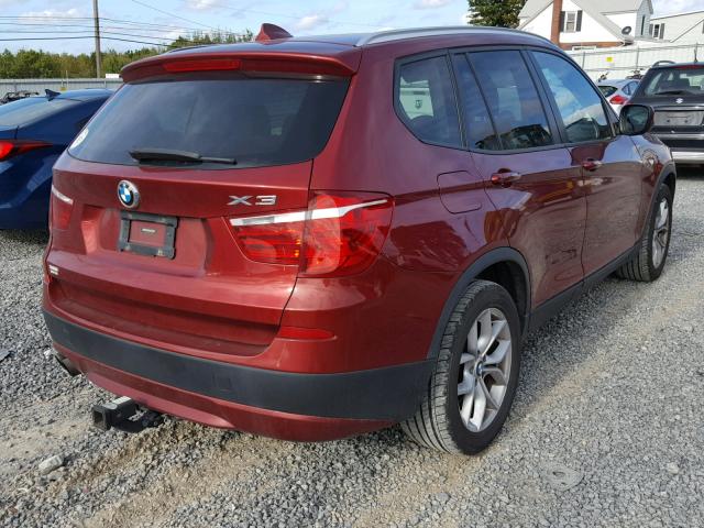 5UXWX7C51BL732840 - 2011 BMW X3 XDRIVE3 RED photo 4