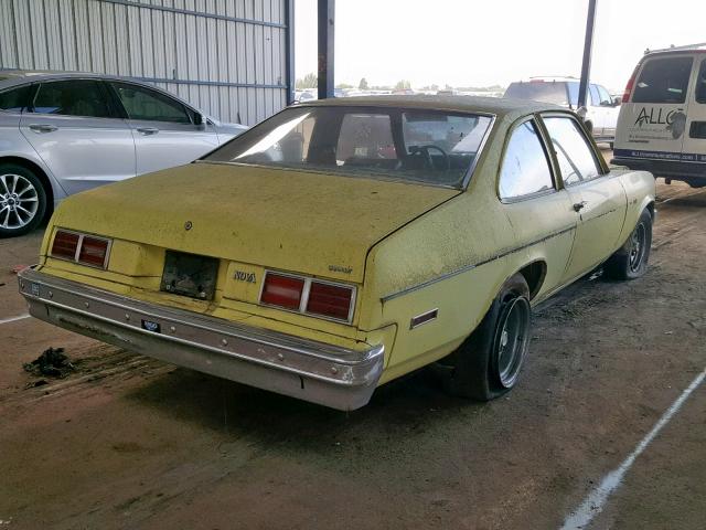 1X27G5W179141 - 1975 CHEVROLET NOVA YELLOW photo 4