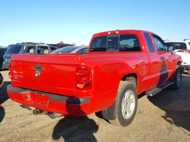 1D7HE42K07S266925 - 2007 DODGE DAKOTA SLT RED photo 4