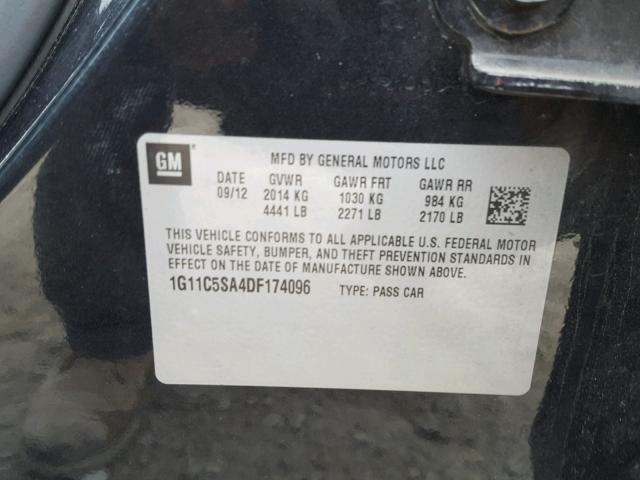 1G11C5SA4DF174096 - 2013 CHEVROLET MALIBU 1LT 黑色 照片 10