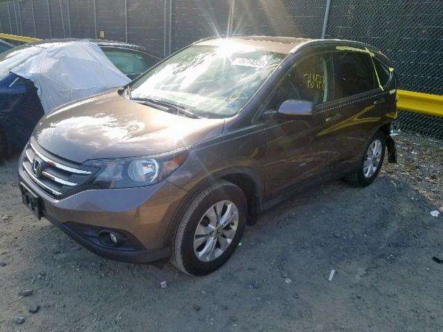 2HKRM4H71EH621486 - 2014 HONDA CR-V EXL GRAY photo 2