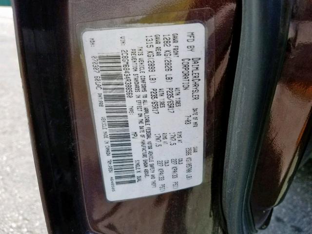 2C8GM68434R388560 - 2004 CHRYSLER PACIFICA MAROON photo 10