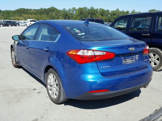 KNAFX4A80E5050339 - 2014 KIA FORTE EX BLUE photo 3