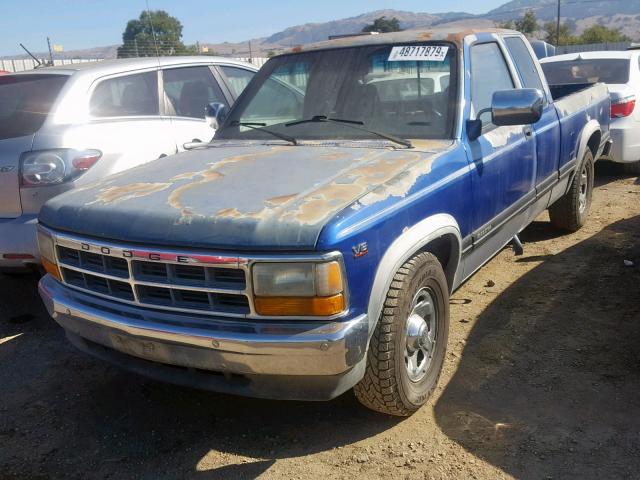 1B7GL23XXSS166964 - 1995 DODGE DAKOTA BLUE photo 2