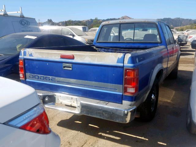 1B7GL23XXSS166964 - 1995 DODGE DAKOTA BLUE photo 4