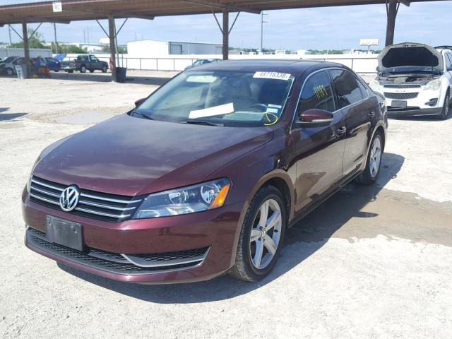 1VWBP7A31DC146429 - 2013 VOLKSWAGEN PASSAT SE MAROON photo 2