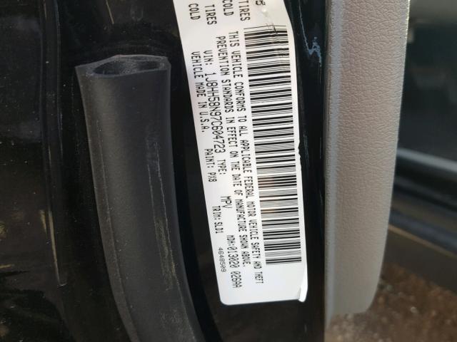 1J8HH58N97C604723 - 2007 JEEP COMMANDER BLACK photo 10