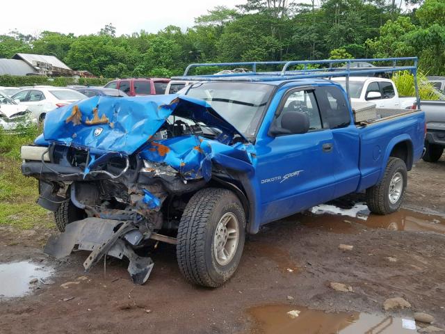 1B7GG22X0YS593181 - 2000 DODGE DAKOTA BLUE photo 2