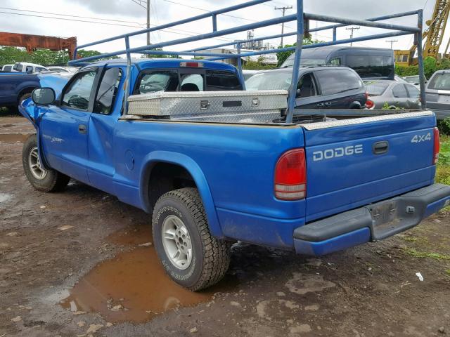 1B7GG22X0YS593181 - 2000 DODGE DAKOTA BLUE photo 3