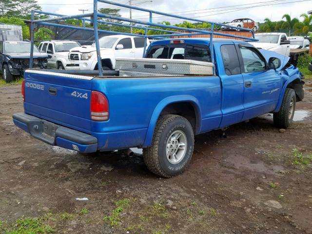 1B7GG22X0YS593181 - 2000 DODGE DAKOTA BLUE photo 4