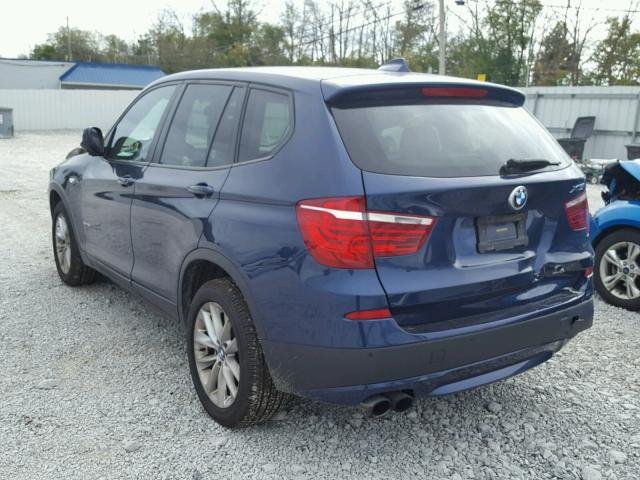 5UXWX9C57D0A18519 - 2013 BMW X3 XDRIVE2 BLUE photo 3